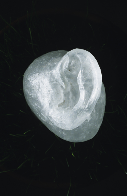 Cast glass ear object